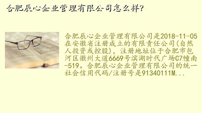合肥辰心企业管理有限公司怎么样?