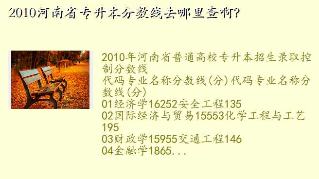 2010河南省专升本分数线去哪里查啊?