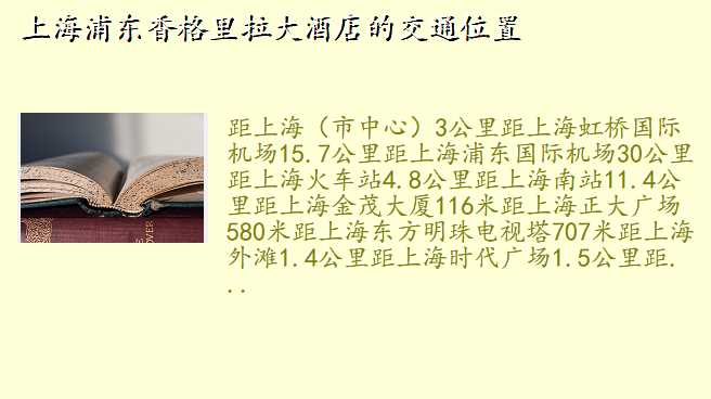 上海浦东香格里拉大酒店的交通位置