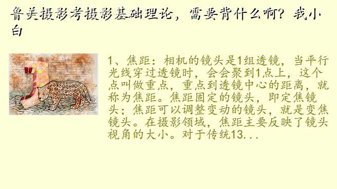 鲁美摄影考摄影基础理论,需要背什么啊?我小白
