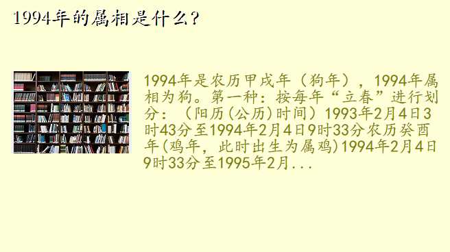 1994年的属相是什么?