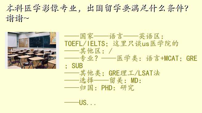 本科医学影像专业,出国留学要满足什么条件?谢谢~